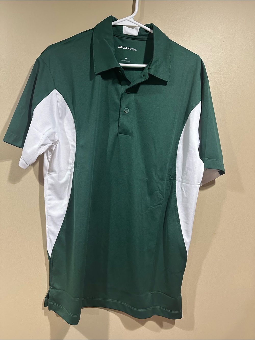 Sport-Tek Men's Forest Green and White Athletic Polo